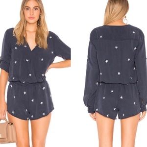 Cloth & stone star print navy blue romper NWOT